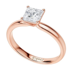Anillo de compromiso con circonia cuadrada oro rosado 10k