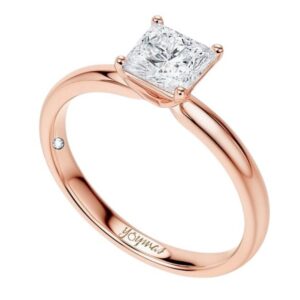 Anillo de compromiso con circonia cuadrada oro rosado 10k