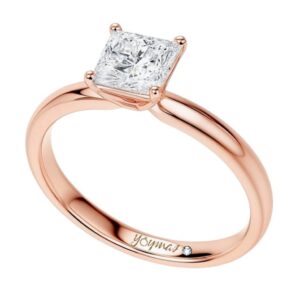 Anillo de compromiso con circonia cuadrada oro rosado 10k