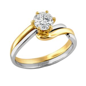 Anillo Jacket de compromiso Zigzag con circonia 2 oros 10k