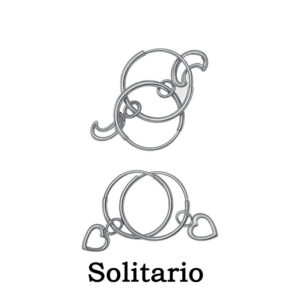 Arete de argolla con dijes de diferentes diseños Solitarias