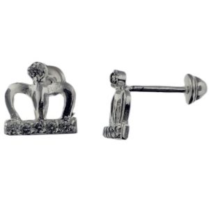 Aretes de corona con circonias plata