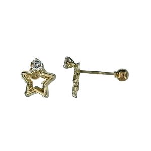 Aretes de estrella calada con circonia Oro