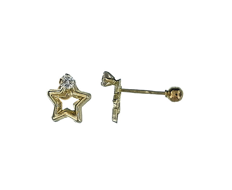 Aretes de estrella con circonia Oro 10k