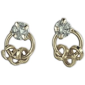 Aretes de circonia con circulo y argollitas Oro 10k