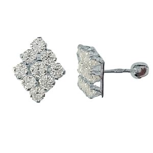 Aretes de rombo con circonias plata