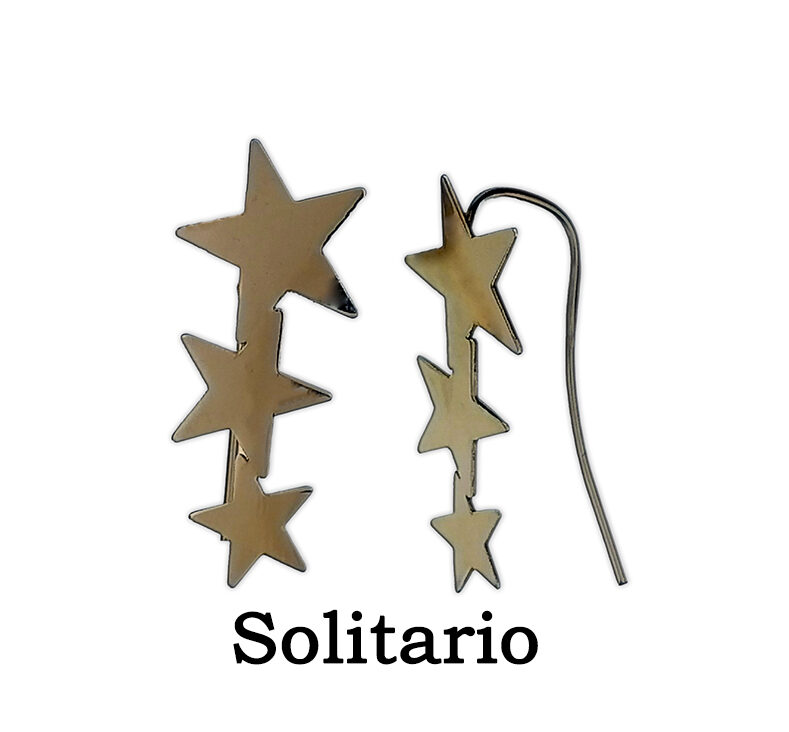 Arete individual trepador de 3 estrellas Oro 10k