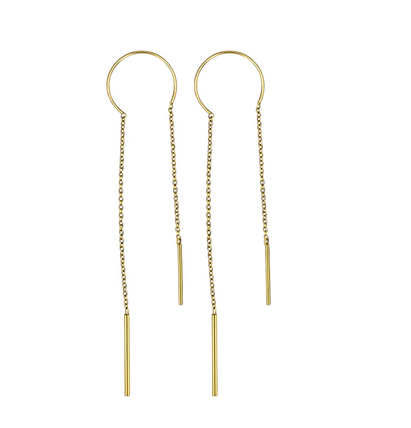 Aretes de violador con cadena tejido eslabonado Oro 10k - Imagen 2