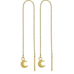 Aretes de violador con cadena tejido eslabonado Oro 10k