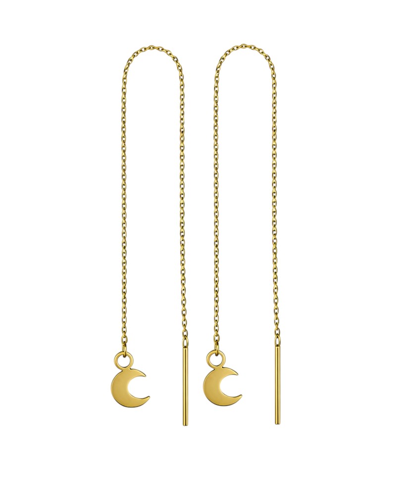 Aretes de violador con cadena tejido eslabonado Oro 10k