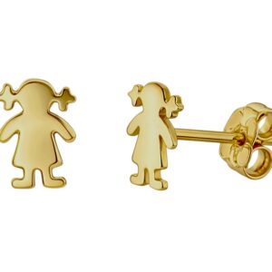 Aretes de silueta de niña Oro 18k