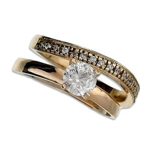 Anillo jacket con circonias oro 10k