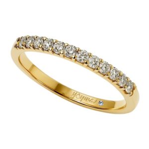 Argolla matrimonial con circonias en leve separación oro 10K