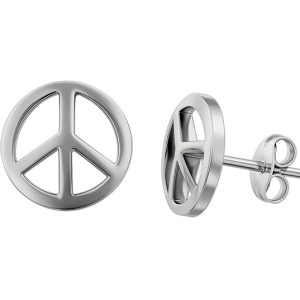 Aretes peace and love plata