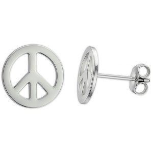 Aretes pegados troquelados de peace and love