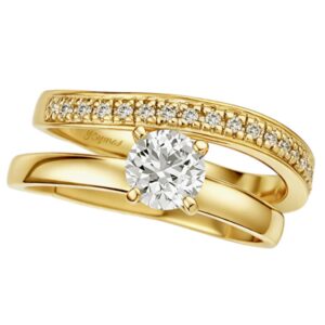 Anillo jacket de compromiso con circonias oro 10k