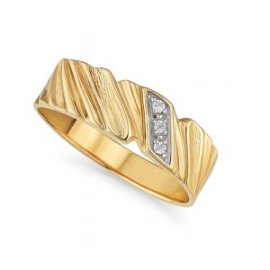 Argolla matrimonial con 3 Diamantes 1mm (1.5pts) Oro 14K