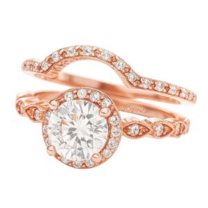 Anillo jacket de compromiso con circonias oro rosado 14k