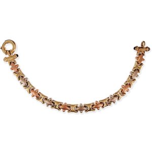 Pulsera tejido abrazos y ovalos super fancy en tres oros 10k