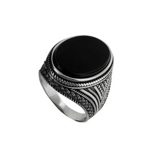 Anillo con circonia onix ovalado