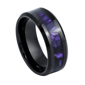 Argolla Tungsteno nacarado con orilla negra 8mm