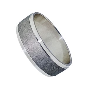 Argolla matrimonial mateado de arena diamantadas 7mm