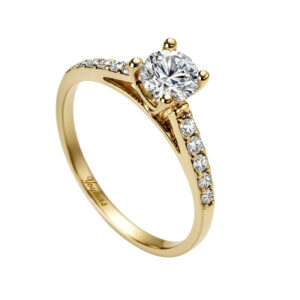 Anillo de compromiso con circonias oro 10k