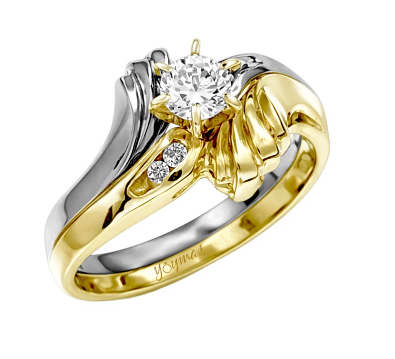 Anillo jacket de compromiso con laterales encontrados y circonias oro 10k