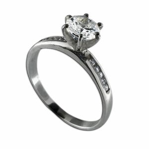 Anillo De Compromiso canalito Con Circonias plata