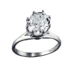 Anillo con circonia con doble corona plata