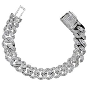 Pulsera tejido cubano con circonias en cada eslabon