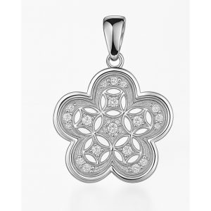 Dije de flor de amichi con Diamantes en oro blanco 14k