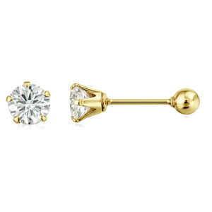 Aretes con moissanita transparente oro 14k