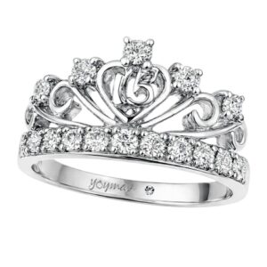 Anillo de corona de 15 años con circonias y Diamante incrustado plata