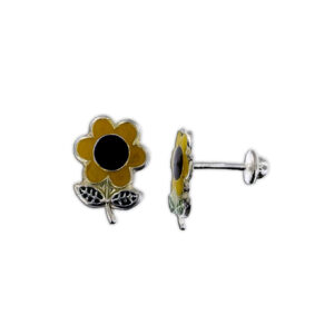 Aretes en forma de girasol plata
