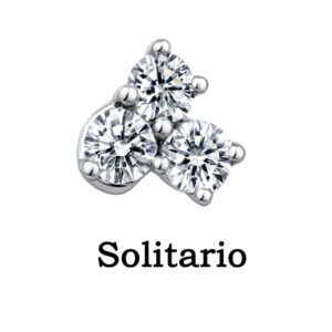 Arete de tres circonias (Individual) plata