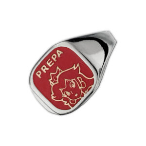 Anillo graduación preparatoria Peach plata