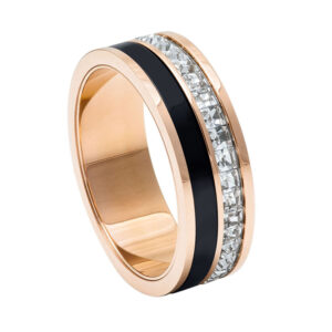 Argolla titanio rosado con circonias 7mm