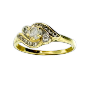 Anillo montura encontrada con circonias oro 14k