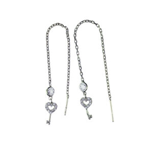 Aretes violadores con dijes de llave con circonias plata