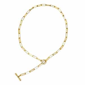 Cadena tejido clip plano con trabador tiffany oro 14k