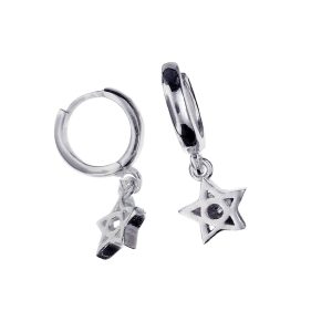 Aretes huggies con dije de estrella con circonia plata
