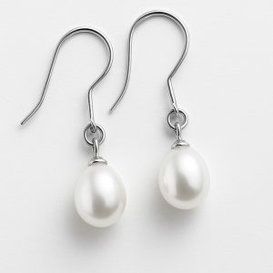 Aretes colgantes perla cultivada plata