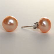 Aretes de perla peach plata