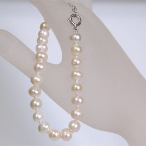 Pulsera perlas cultivadas 7mm blancas plata