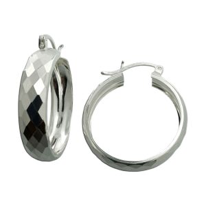 Aretes de argolla fancy  diamantada facetada