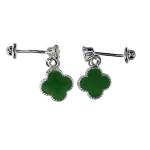 Aretes semi colgantes van cleef plata