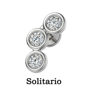 Arete soliatrio con 3 circonias biseladas en fila plata