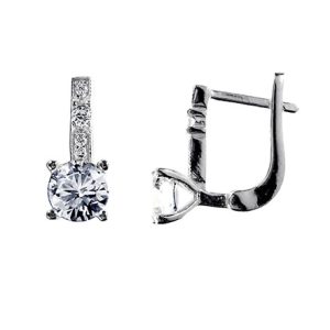 Aretes semi colgantes con circonias al frente plata