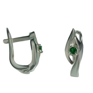 Aretes semi colgantes forma de ojo con circonia plata